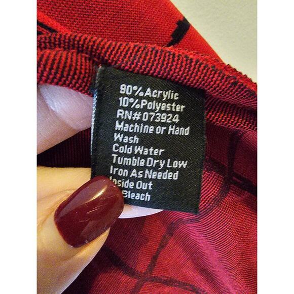 Misook cardigan blazer jacket sz large red black windows pane print - Picture 4 of 4